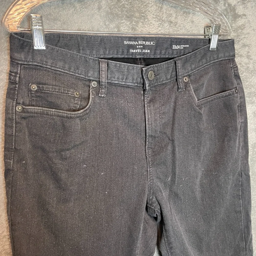 Banana Republic Men 33x32* Athletic Fit Taper Travel Jean 5 Pocket Stretch Gray